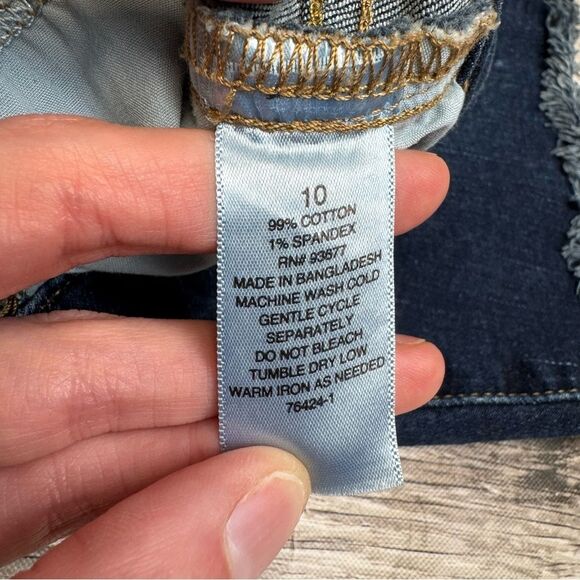 A New Approach Women's Denim Bermuda Jean Shorts 10 Dark Blue Mid Rise Stretch - Picture 7 of 10